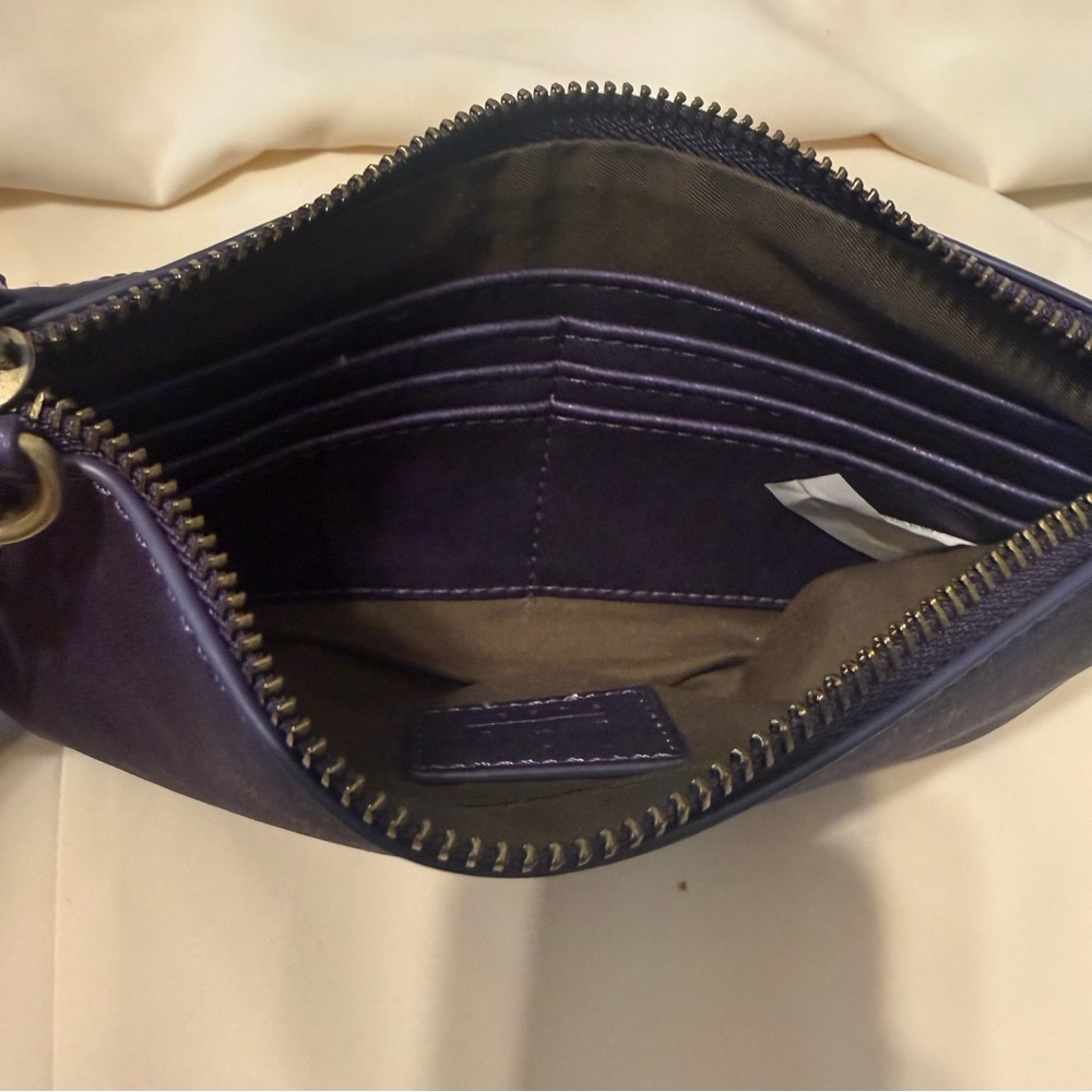 Joy Susan Deep Vegan Suede Purple Lux Wristlet Clutch - Picture 9 of 12